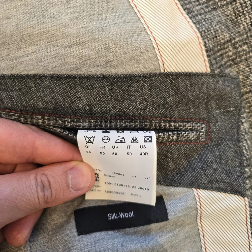 Hugo Boss Coastu Grey Glen Check Wool Silk Sport Coat Blazer Elbow‎ Patches 40R